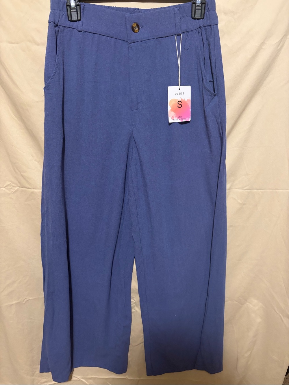 Source Unknown Relaxed Wide-Leg Linen Pants in Periwinkle Blue